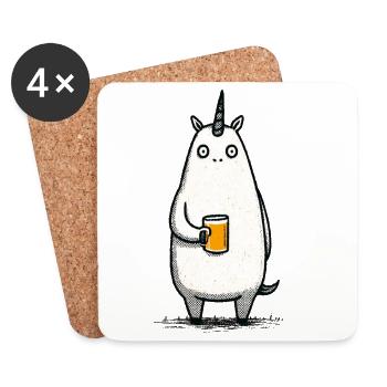 Bière, boisson Unicorn - Dessous de verre (lot de 4) - blanc - Devant