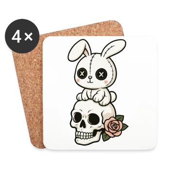 Goth Bunny Horror Rabbit Gothic Creepy Creepy - Coasters (set of 4) - white - Front