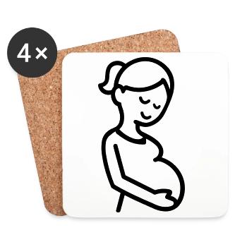 femme enceinte - Dessous de verre (lot de 4) - blanc - Devant