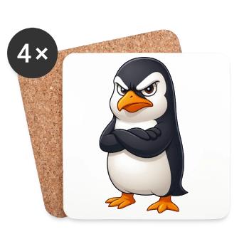 Süßer Pinguin Cartoon grumpy beleidigt lustig - Dessous de verre (lot de 4) - blanc - Devant
