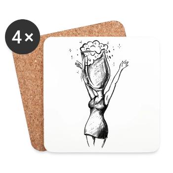 Bachelor Party Beer - Illustration - Coasters (set of 4) - white - Front