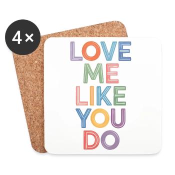 Say Love Me Like You Do Colorful Text Print - Coasters (set of 4) - white - Front