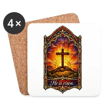 Résurrection Il est Jésus de Pâques ressuscité - Dessous de verre (lot de 4) - blanc - Devant