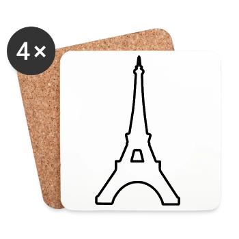 Eiffel Tower Paris minimalist landmark - Coasters (set of 4) - white - Front
