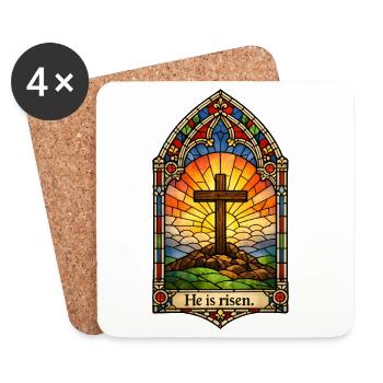 Résurrection Il est Jésus de Pâques ressuscité - Dessous de verre (lot de 4) - blanc - Devant