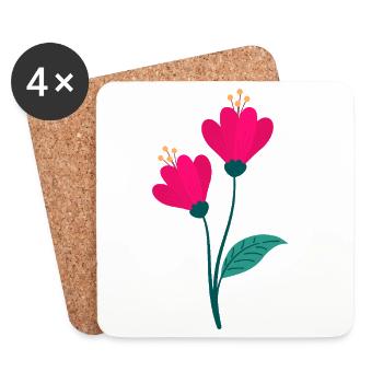 Fleur - Dessous de verre (lot de 4) - blanc - Devant