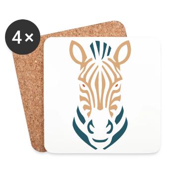 Zebra Head Neon Lines - Coasters (set of 4) - white - Front