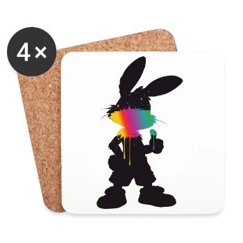 Cooler Hase Silhouette Neon Farbe Street Style  - Untersetzer (4er-Set) - Weiß - Vorne