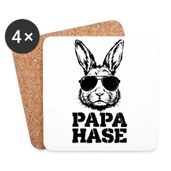 Papa Hase - Ostern Vatertag - Untersetzer (4er-Set) - Weiß - Vorne