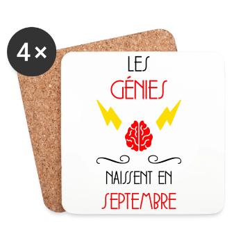 Les Génies Naissent en Septembre Humour - Dessous de verre (lot de 4) - blanc - Devant