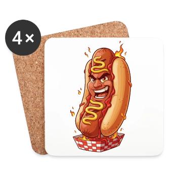 Fire Hot Dog - Coasters (set of 4) - white - Front