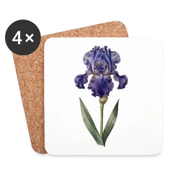 Purple iris on delicate stem - Coasters (set of 4) - white - Front
