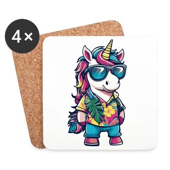 Vacances de bandes dessinées Unicorn - Dessous de verre (lot de 4) - blanc - Devant