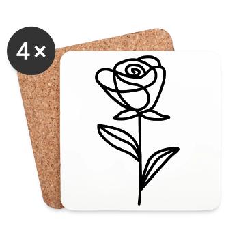 Minimalist Rose - Coasters (set of 4) - white - Front