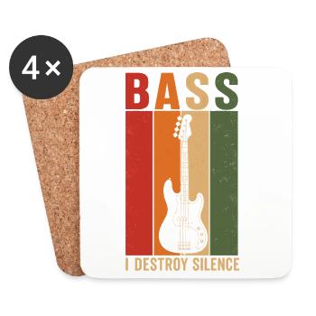 Bass I Destroy Secret Retro Bassist Shirt - Dessous de verre (lot de 4) - blanc - Devant