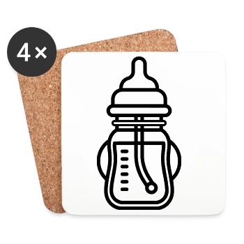Biberon - Dessous de verre (lot de 4) - blanc - Devant