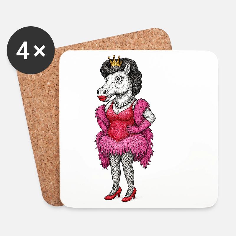 Königliche Stute-Diva in rosa Federn - Untersetzer (4er-Set) - Weiß
