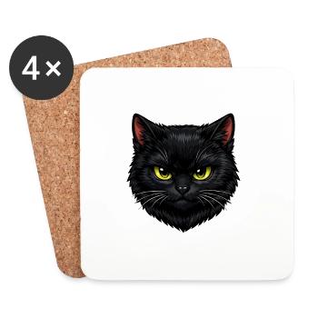 Chat noir Je suis noir et alors - Dessous de verre (lot de 4) - blanc - Devant