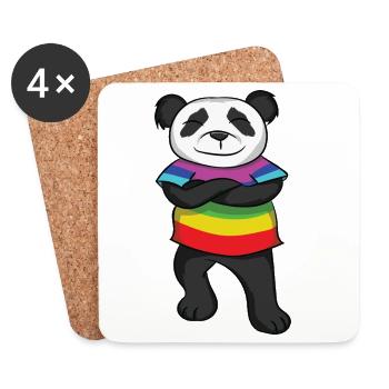 Panda Rainbow Pride  with Attitude - Untersetzer (4er-Set) - Weiß - Vorne