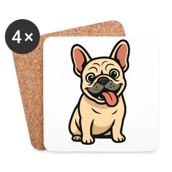 Dessin animé de bouledogue français - Dessous de verre (lot de 4) - blanc - Devant