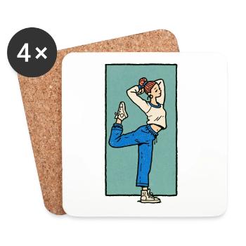 Yoga - Female #1 - Coasters (set of 4) - white - Front