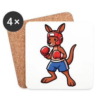 Boxing Kangaroo Australia - Coasters (set of 4) - white - Front