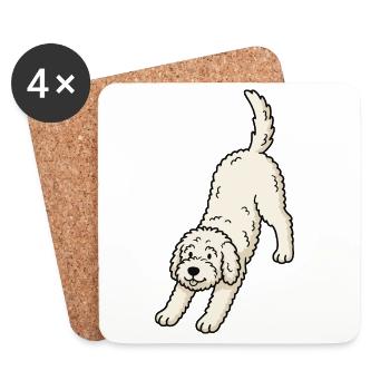 Doodle Dog Yoga-Pose - Untersetzer (4er-Set) - Weiß - Vorne