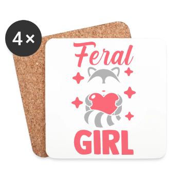 Feral Trash Panda Raccoon - Untersetzer (4er-Set) - Weiß - Vorne