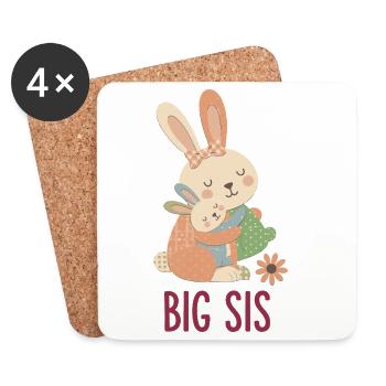 Gender Reveal Baby Shower Big Sis Big Sister - Coasters (set of 4) - white - Front