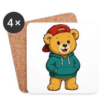 Casquette à capuche Teddy Streetwear - Dessous de verre (lot de 4) - blanc - Devant