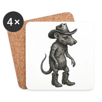 Vintage Maus Ratte Cowboy Texas USA - Untersetzer (4er-Set) - Weiß - Vorne
