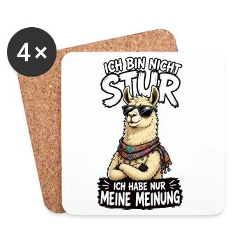 Nicht Stur Lama Meinung Shirt - Untersetzer (4er-Set) - Weiß - Vorne