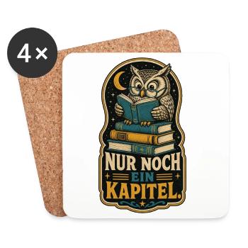 Eule Nur Noch Ein Kapitel Shirt - Untersetzer (4er-Set) - Weiß - Vorne