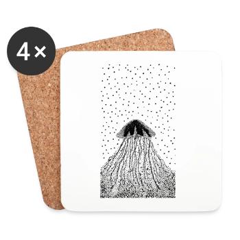 Minimalist Jellyfish Black and White - Coasters (set of 4) - white - Front