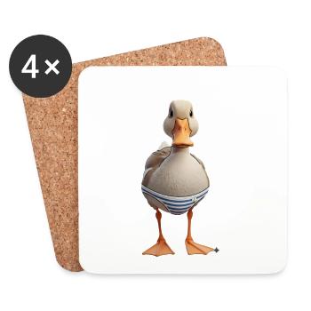 Striped Swim Duck - Coasters (set of 4) - white - Front