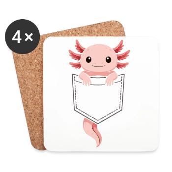 Mignon Axolotl qui sort de sa poche - Dessous de verre (lot de 4) - blanc - Devant