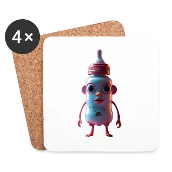 Blue Bottle Buddy Alien - Coasters (set of 4) - white - Front