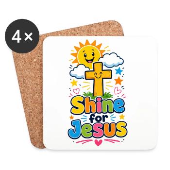 Shine for Jesus colorful cross message - Coasters (set of 4) - white - Front