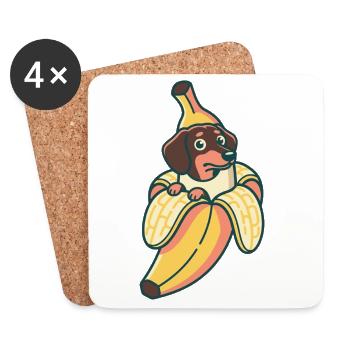 Dackel Banane - Untersetzer (4er-Set) - Weiß - Vorne