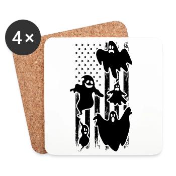 Halloween Ghost Halloween US Flag Ghost - Untersetzer (4er-Set) - Weiß - Vorne