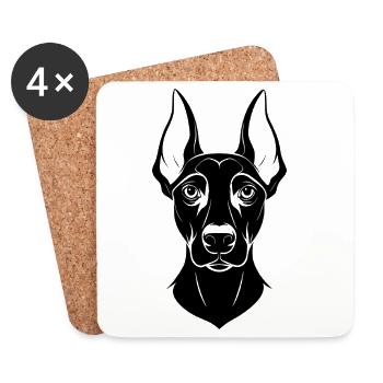 Doberman Pinscher Dog Head - Coasters (set of 4) - white - Front