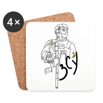 ZSU (ЗСУ) - Armed Forces Of Ukraine Soldier - Coasters (set of 4) - white - Front