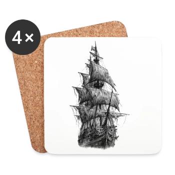 Pirate Ship Gothic Graphic - Coasters (set of 4) - white - Front