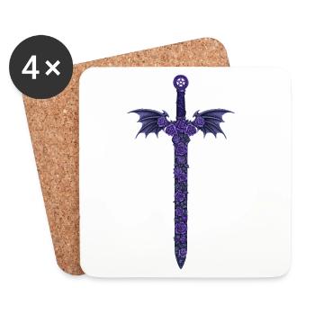 Rose Sword with Wings - Coasters (set of 4) - white - Front