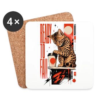 Ready to Fall – Cheeky Bengal Cat - Coasters (set of 4) - white - Front