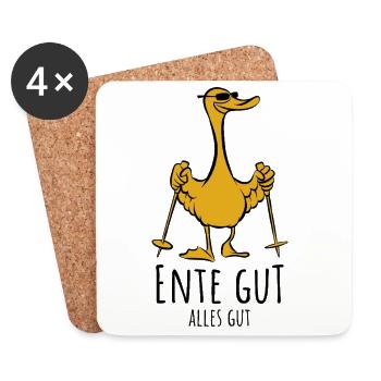 Ente gut alles gut | Stockente Nordic Walking - Untersetzer (4er-Set) - Weiß - Vorne