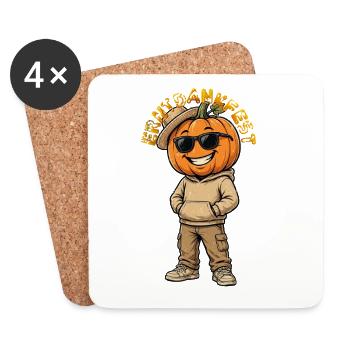 Thanksgiving : une citrouille cool et décontractée dans le style de la rue - Dessous de verre (lot de 4) - blanc - Devant