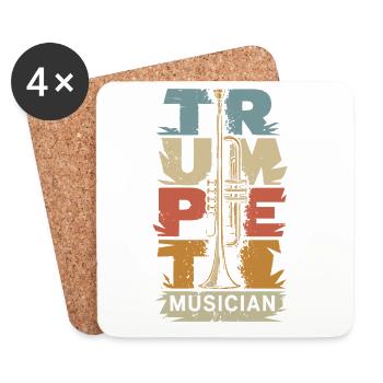 Musique Trompettiste Trompettiste Musicien Vintage - Dessous de verre (lot de 4) - blanc - Devant