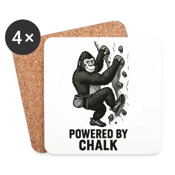 Gorilla Bouldering – Powered by Chalk Saying - Coasters (set of 4) - white - Front