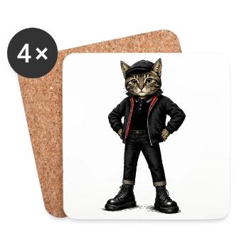  UK Katze Ska-Reggae Rockmusik Ska-Punk - Untersetzer (4er-Set) - Weiß - Vorne